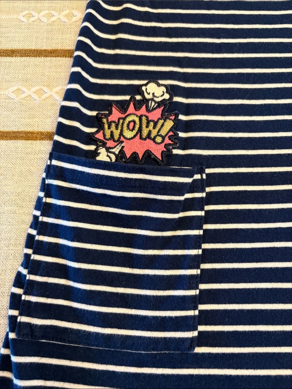 Carter's Navy and White Striped Dress with Playful Patches